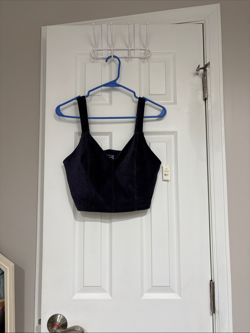 Aerie navy Cropped cord top